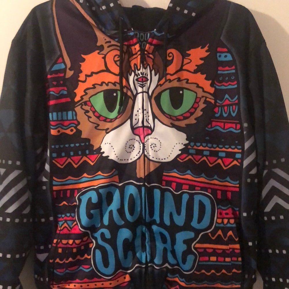 Ground Score cat zip up hoodie
